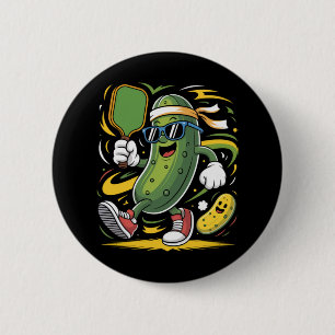 Badge Rond 5 Cm Pickle Jouant au Pickleball