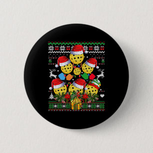 Badge Rond 5 Cm Pickleball Arbre de Noël Douille moche Père Noël P