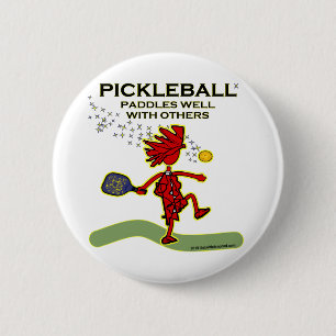 Badge Rond 5 Cm Pickleball barbote bien avec d'autres