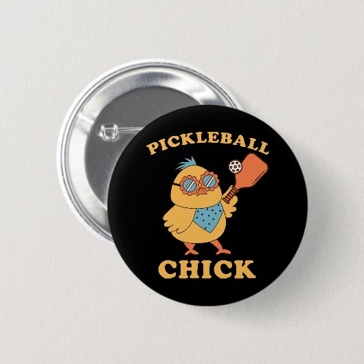 Badge Rond 5 Cm Pickleball Chick - rétro (Devant & derrière)