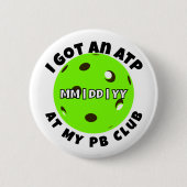 Badge Rond 5 Cm Pickleball Club ATP Bright Green Personalized (Devant)