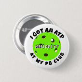 Badge Rond 5 Cm Pickleball Club ATP Bright Green Personalized (Devant & derrière)