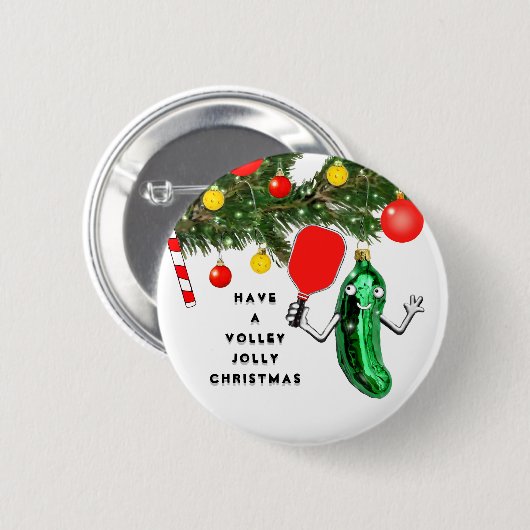 Badge Rond 5 Cm Pickleball Noël Stocker Stuffer (Devant & derrière)