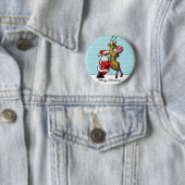 Badge Rond 5 Cm Pickleball Partners Père Noël & Reindeer Sleightin (En situation)
