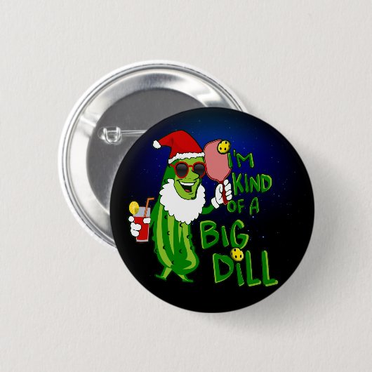 Badge Rond 5 Cm Pickleball Père Noël Big Dill (Devant & derrière)