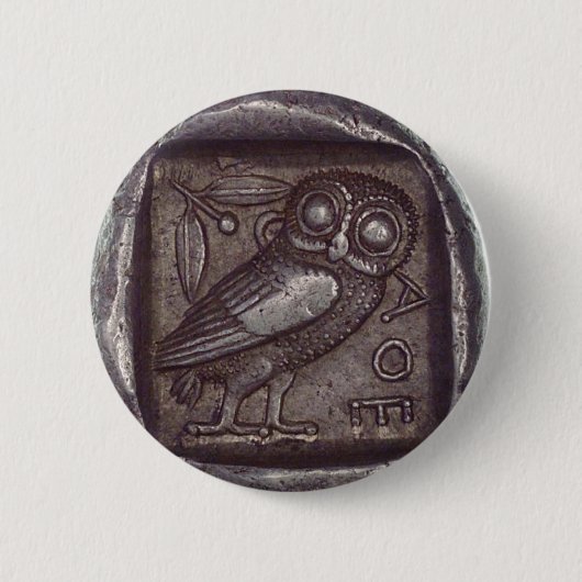 Badge Rond 5 Cm Pièce de monnaie de hibou (Devant)