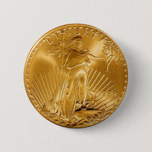 Badge Rond 5 Cm Pièce de monnaie d'or de marche de liberté
