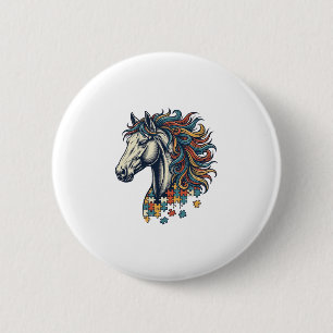 Badge Rond 5 Cm Pièce de puzzle de cheval coloré T-Shirt gravure v