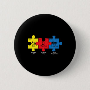 Badge Rond 5 Cm Pièce de réflexion Éléments chimiques Cool Autisme
