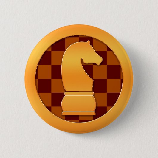 Badge Rond 5 Cm Pièce d'échecs de chevalier d'or (Devant)