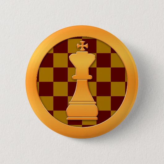 Badge Rond 5 Cm Pièce d'échecs du Roi d'or (Devant)