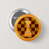 Badge Rond 5 Cm Pièce d'échecs du Roi d'or (Devant & derrière)