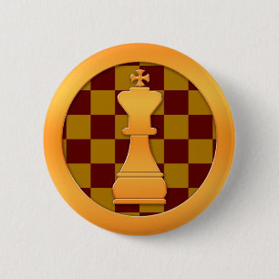 Badge Rond 5 Cm Pièce d'échecs du Roi d'or