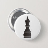Badge Rond 5 Cm Pièce d'échecs noire d'évêque (Devant & derrière)