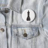 Badge Rond 5 Cm Pièce d'échecs noire d'évêque (En situation)