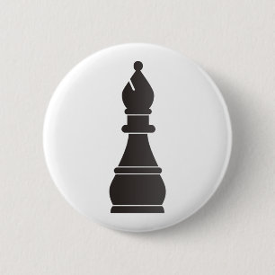 Badge Rond 5 Cm Pièce d'échecs noire d'évêque