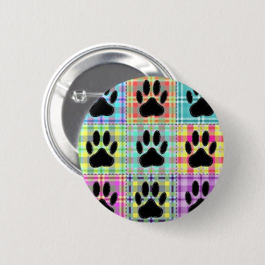 Badge Rond 5 Cm Pied Motif de chien (Devant & derrière)