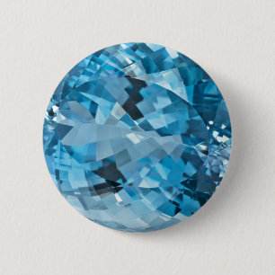 Badge Rond 5 Cm Pierre blanche bleu clair Aquamarine mars Pierre b