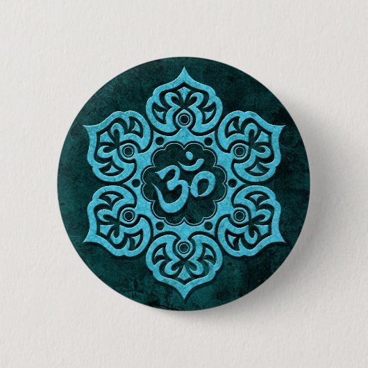 Badge Rond 5 Cm Pierre bleue OM floral (Devant)