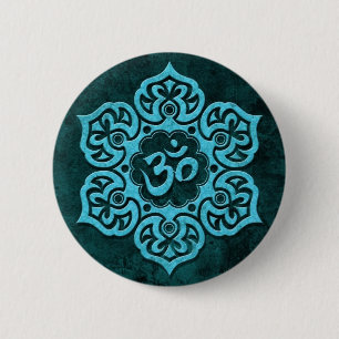 Badge Rond 5 Cm Pierre bleue OM floral