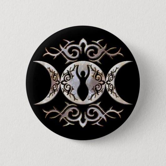 Badge Rond 5 Cm Pierre de la lune triple de lune (Devant)