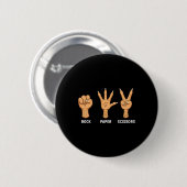 Badge Rond 5 Cm Pierre Feuille Ciseaux Jeu de Main Griffe d'Oiseau (Devant & derrière)