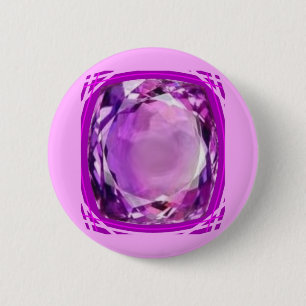 Badge Rond 5 Cm Pierre gemme lilas rose d'améthyste par SHARLES
