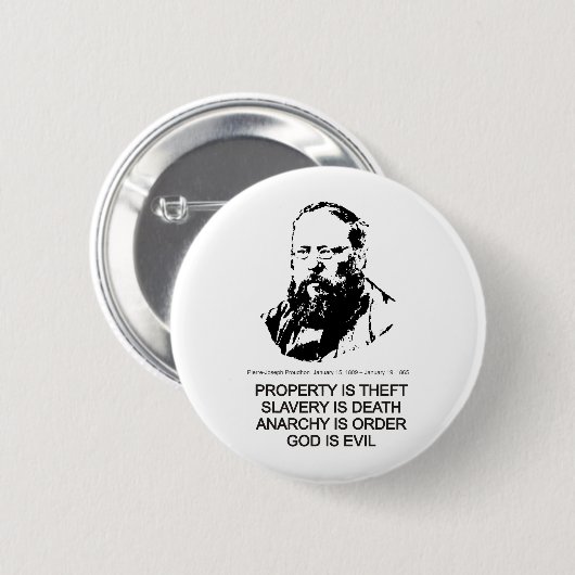Badge Rond 5 Cm Pierre-Joseph Proudhon (Devant & derrière)