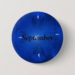 Badge Rond 5 Cm Pierre porte-bonheur bleue de septembre de saphir