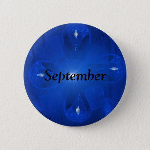 Badge Rond 5 Cm Pierre porte-bonheur bleue de septembre de saphir