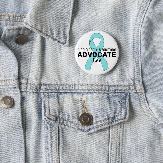 Badge Rond 5 Cm Pierre Robin Syndrome Advocate Ruban Blanc Bouton (En situation)