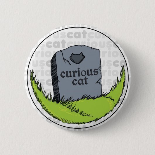 Badge Rond 5 Cm Pierre tombale curieuse de chat (Devant)