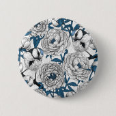 Badge Rond 5 Cm Pies blanches et mésanges bleues (Devant)