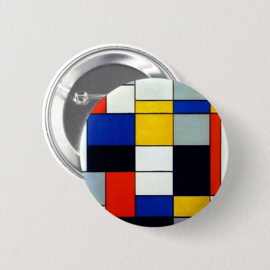 Badge Rond 5 Cm Piet Mondrian Composition A (Devant & derrière)