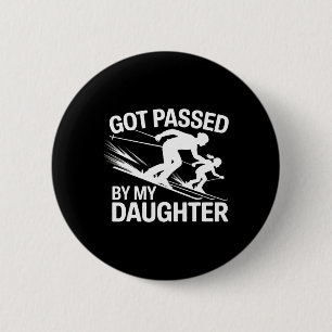 Badge Rond 5 Cm Piétiné par ma fille Ski _5 