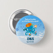 Badge Rond 5 Cm Pieuvre bleue sous la mer Boy fête d'anniversaire (Devant & derrière)