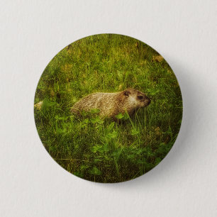 Badge Rond 5 Cm Pig de fond dans un bouton de champ