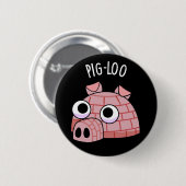 Badge Rond 5 Cm Pig-loo Drôle de Pun Igloo Fond Sombre (Devant & derrière)