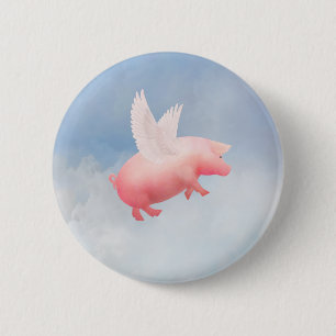 Badge Rond 5 Cm Pig volant