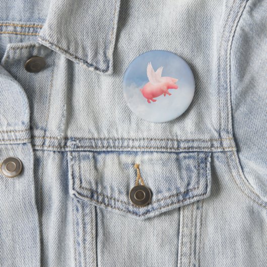 Badge Rond 5 Cm Pig volant (En situation)