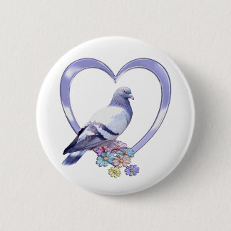 Badge Rond 5 Cm Pigeon au coeur
