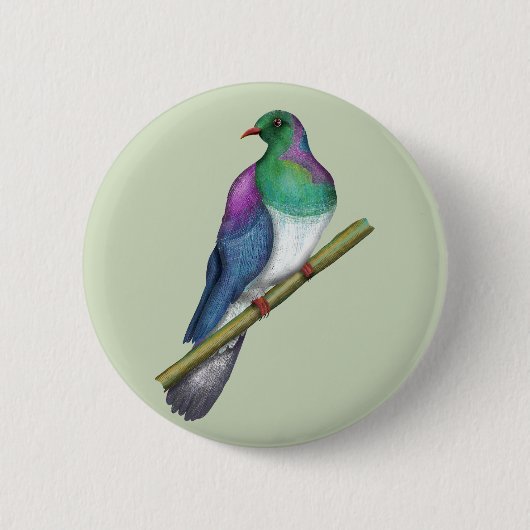 Badge Rond 5 Cm Pigeon de Kereru Wood (Devant)