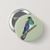 Badge Rond 5 Cm Pigeon de Kereru Wood (Devant & derrière)