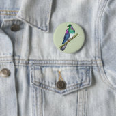 Badge Rond 5 Cm Pigeon de Kereru Wood (En situation)