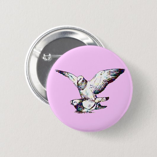 Badge Rond 5 Cm Pigeons Mating (Devant & derrière)