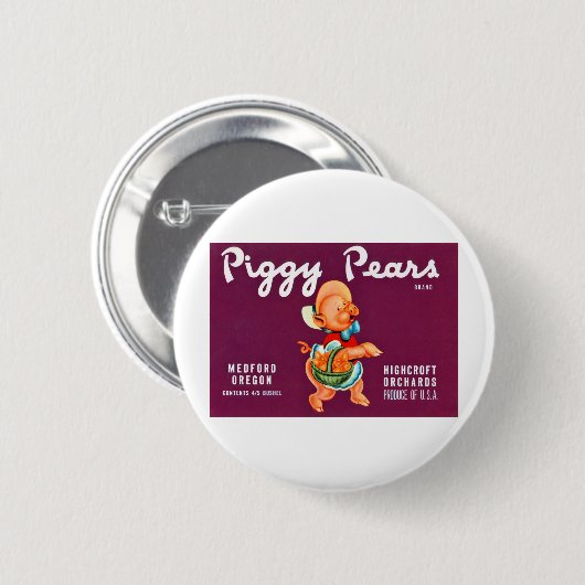Badge Rond 5 Cm Piggy Pears (Devant & derrière)