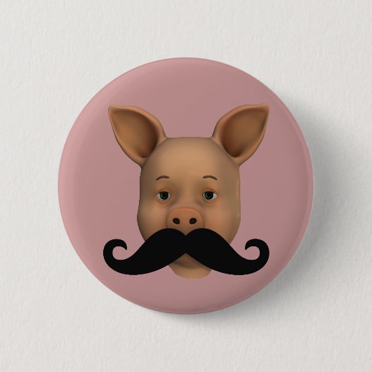 Badge Rond 5 Cm Piglet Avec Moustache (Devant)