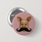 Badge Rond 5 Cm Piglet Avec Moustache (Devant & derrière)