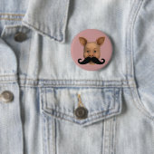 Badge Rond 5 Cm Piglet Avec Moustache (En situation)
