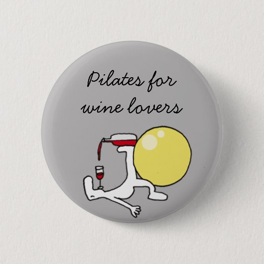 Badge Rond 5 Cm Pilates pour l'insigne de gris de Winelovers (Devant)